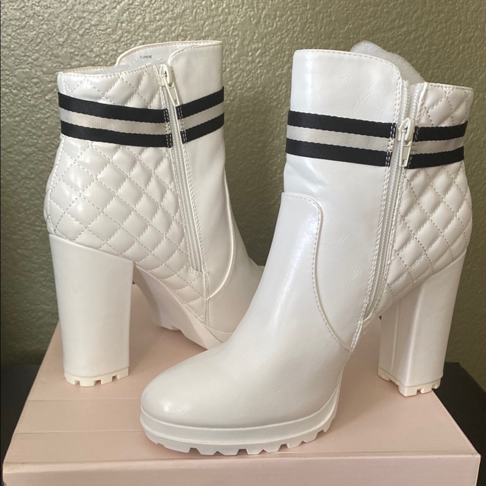 White Quilted Ankle Boots